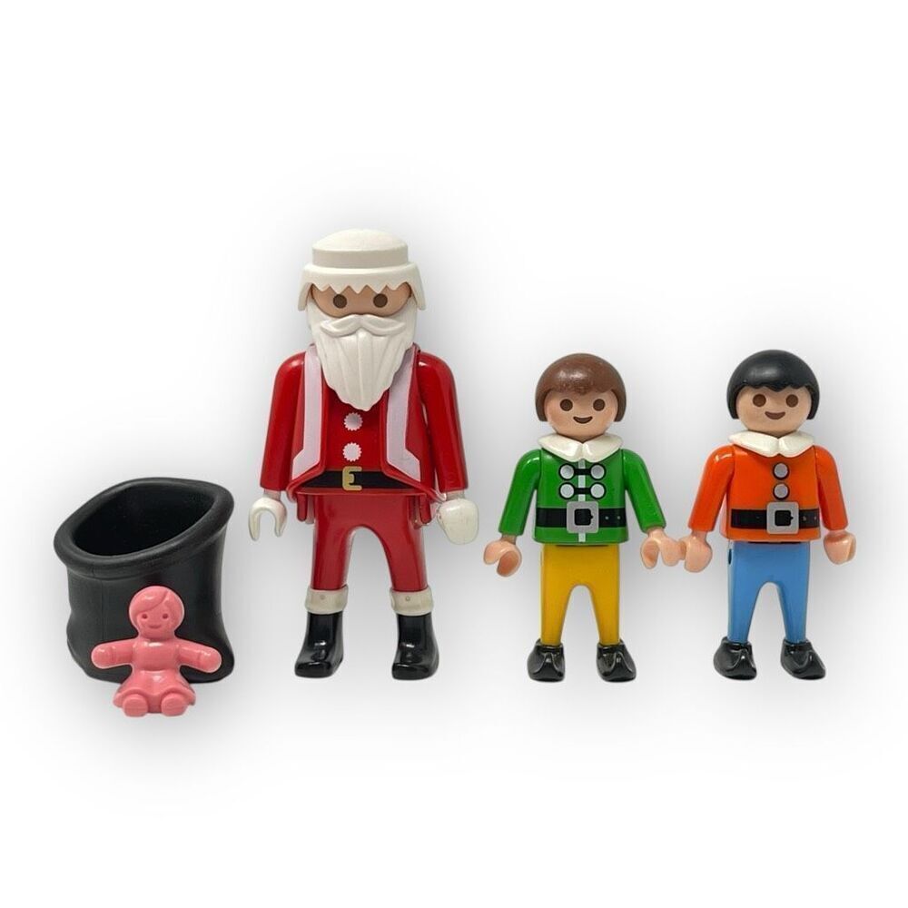 Playmobil Lot of Santa & Elves Action Figure Toy Bag Pink Doll Missing Hat